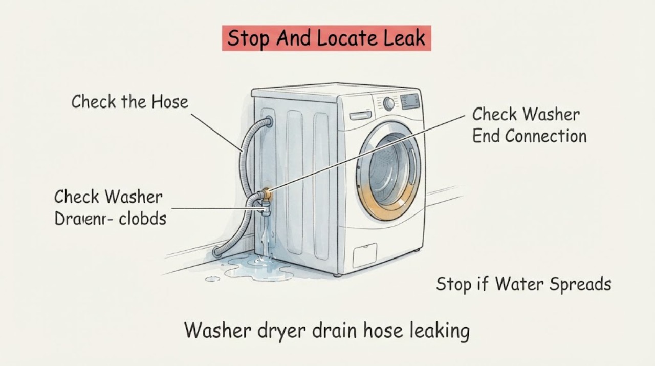 Washer dryer drain hose leaking