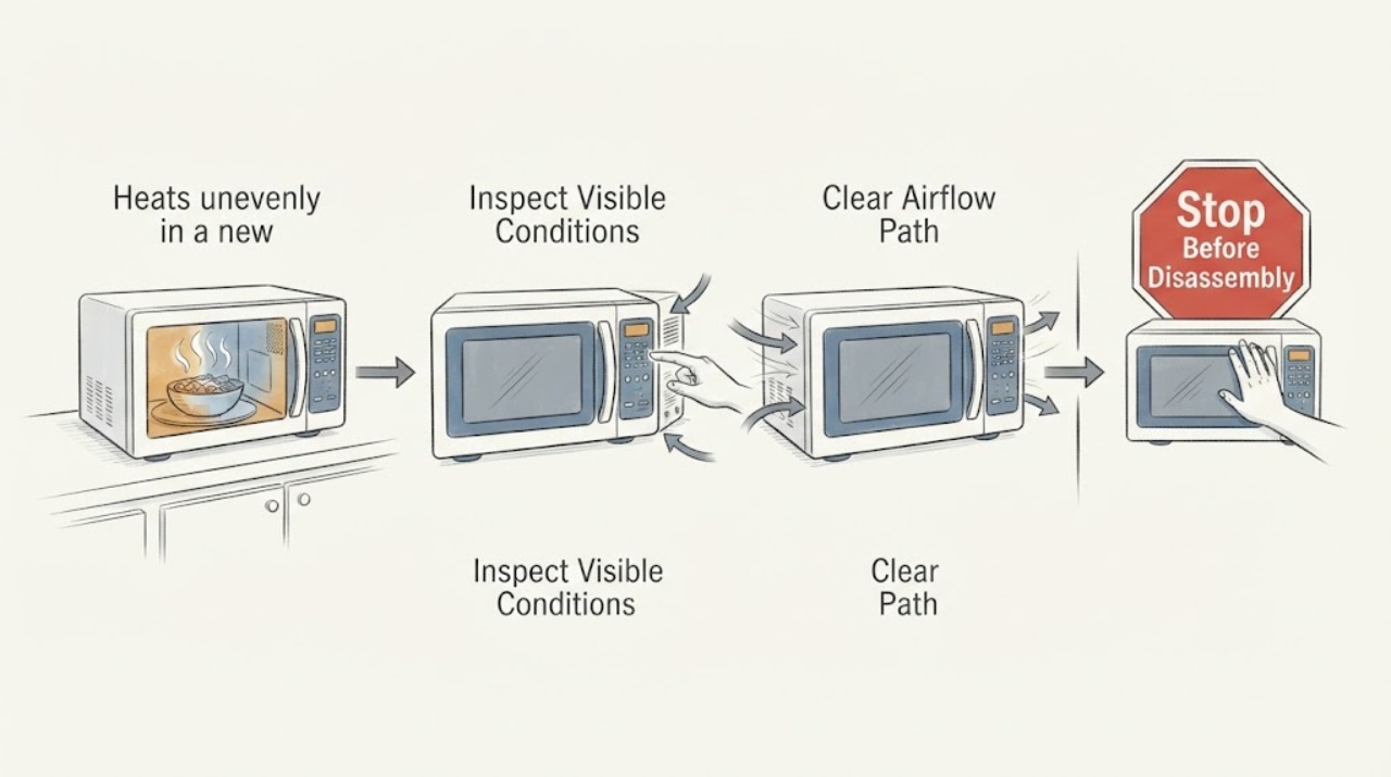 Heats unevenly in a new