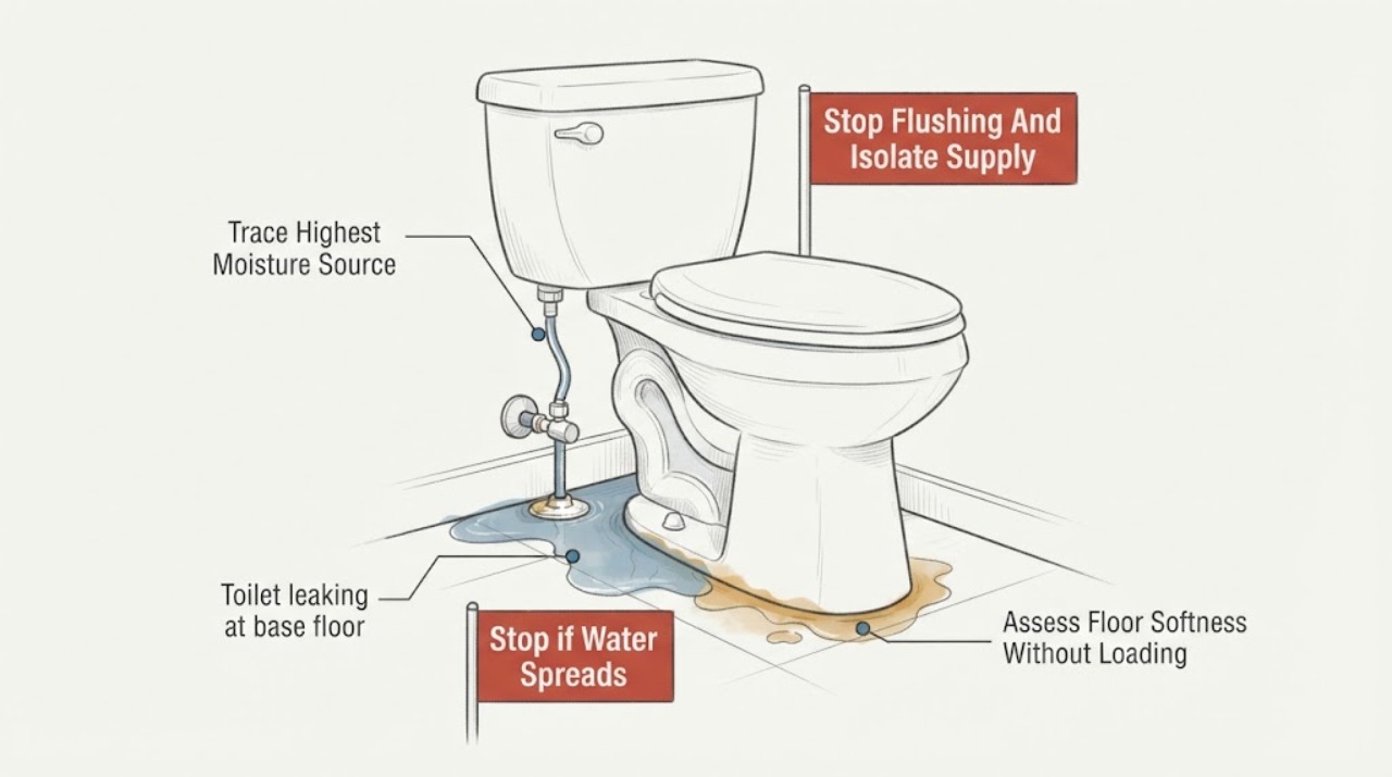 Toilet leaking at base floor