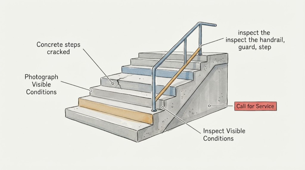 Concrete steps cracked