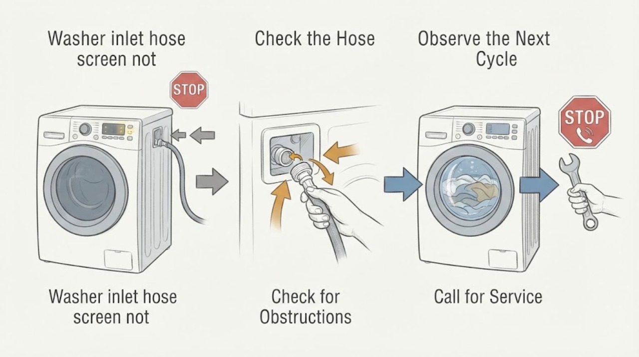 Washer inlet hose screen not