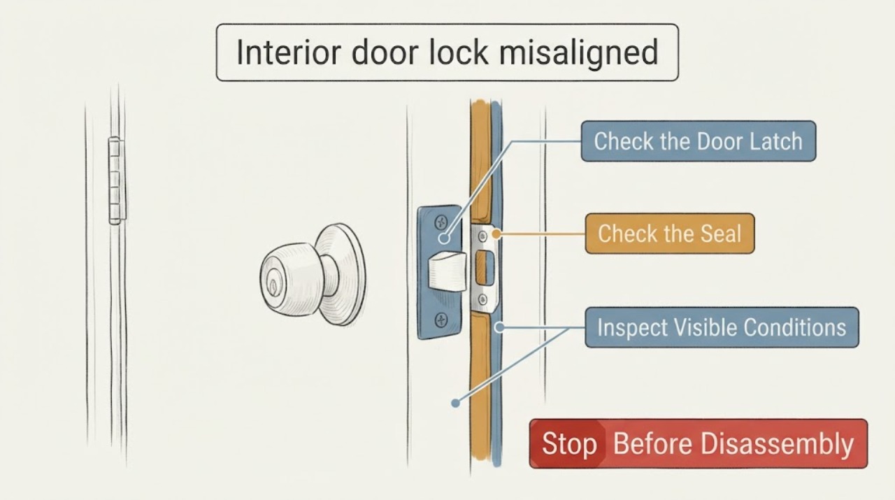 Interior door lock misaligned