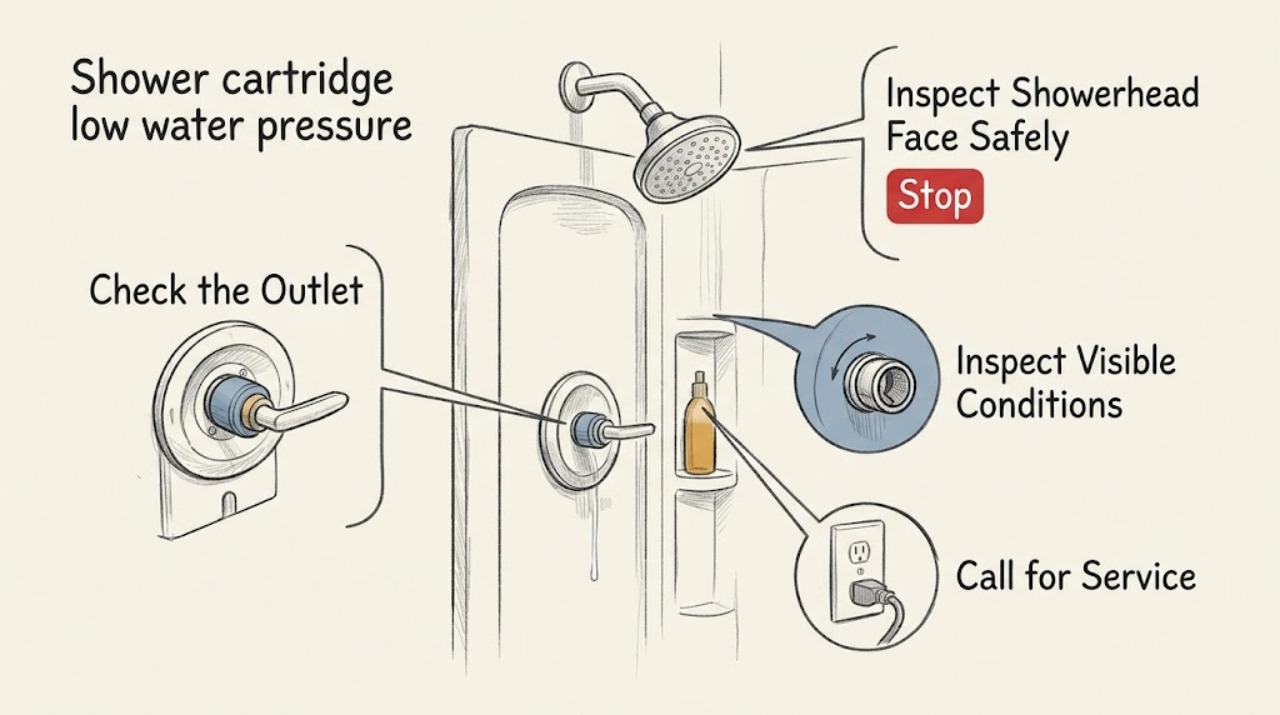 Shower cartridge low water pressure