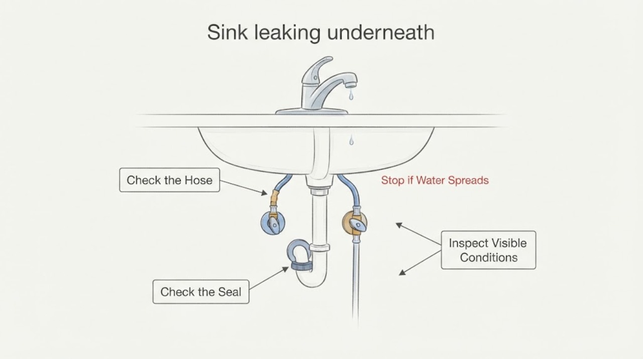 Sink leaking underneath