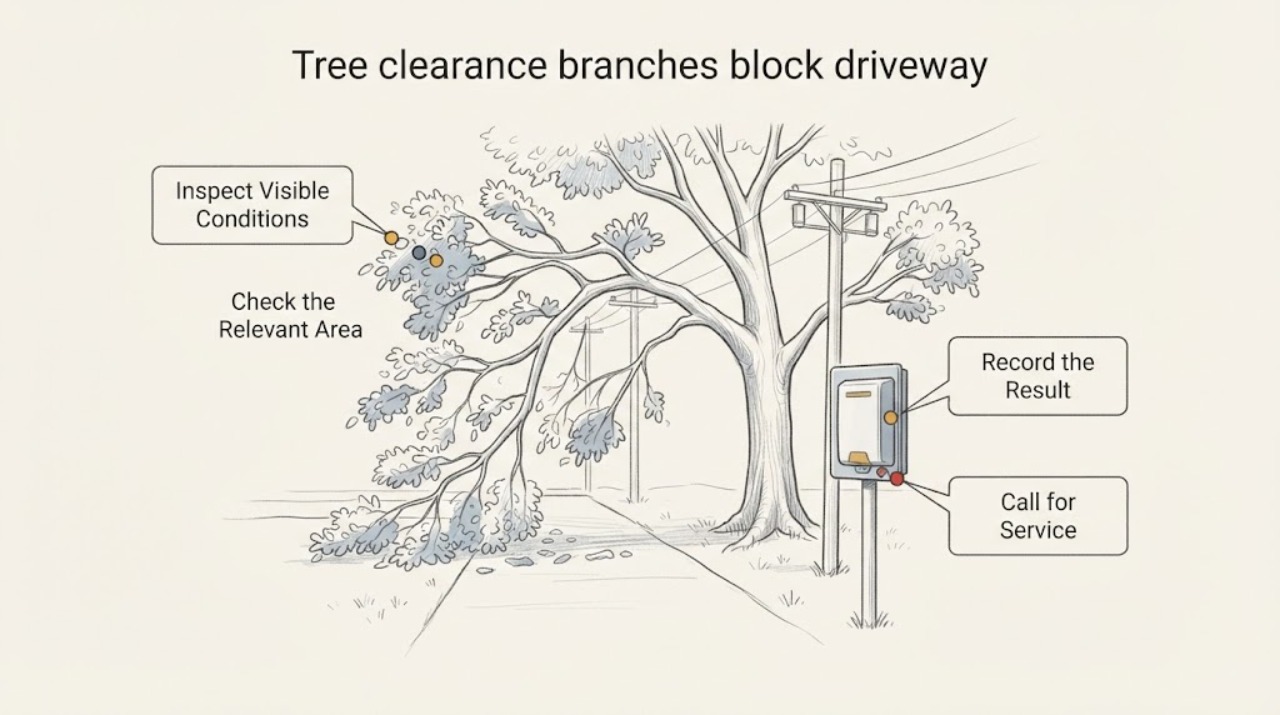 Tree clearance branches block driveway