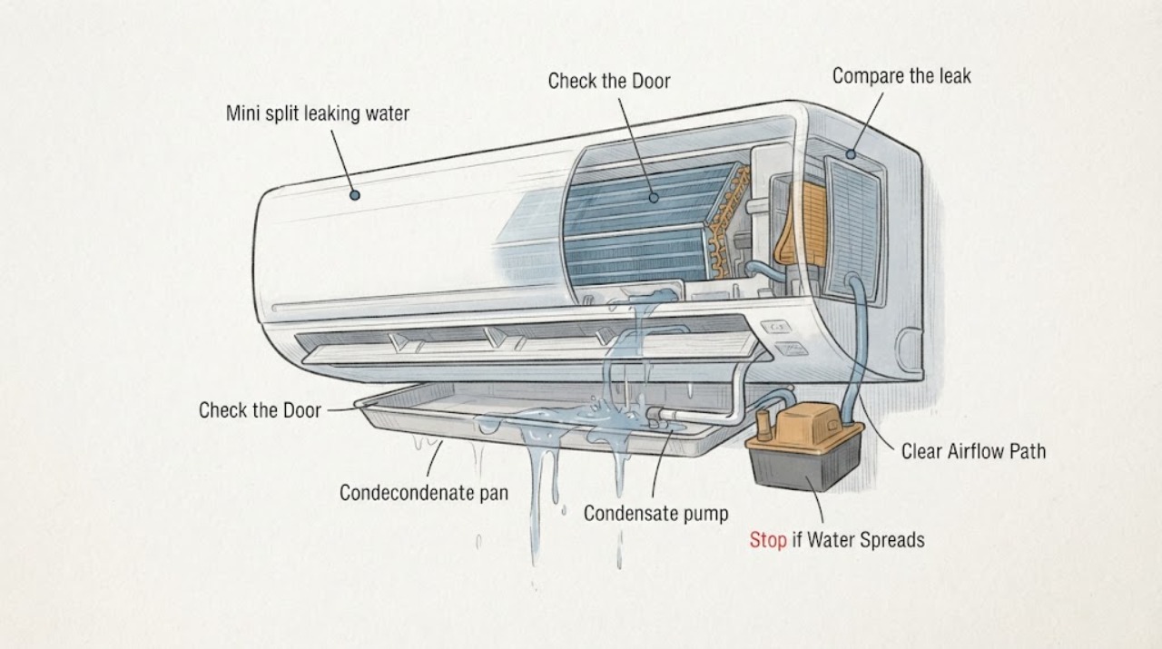 Mini split leaking water