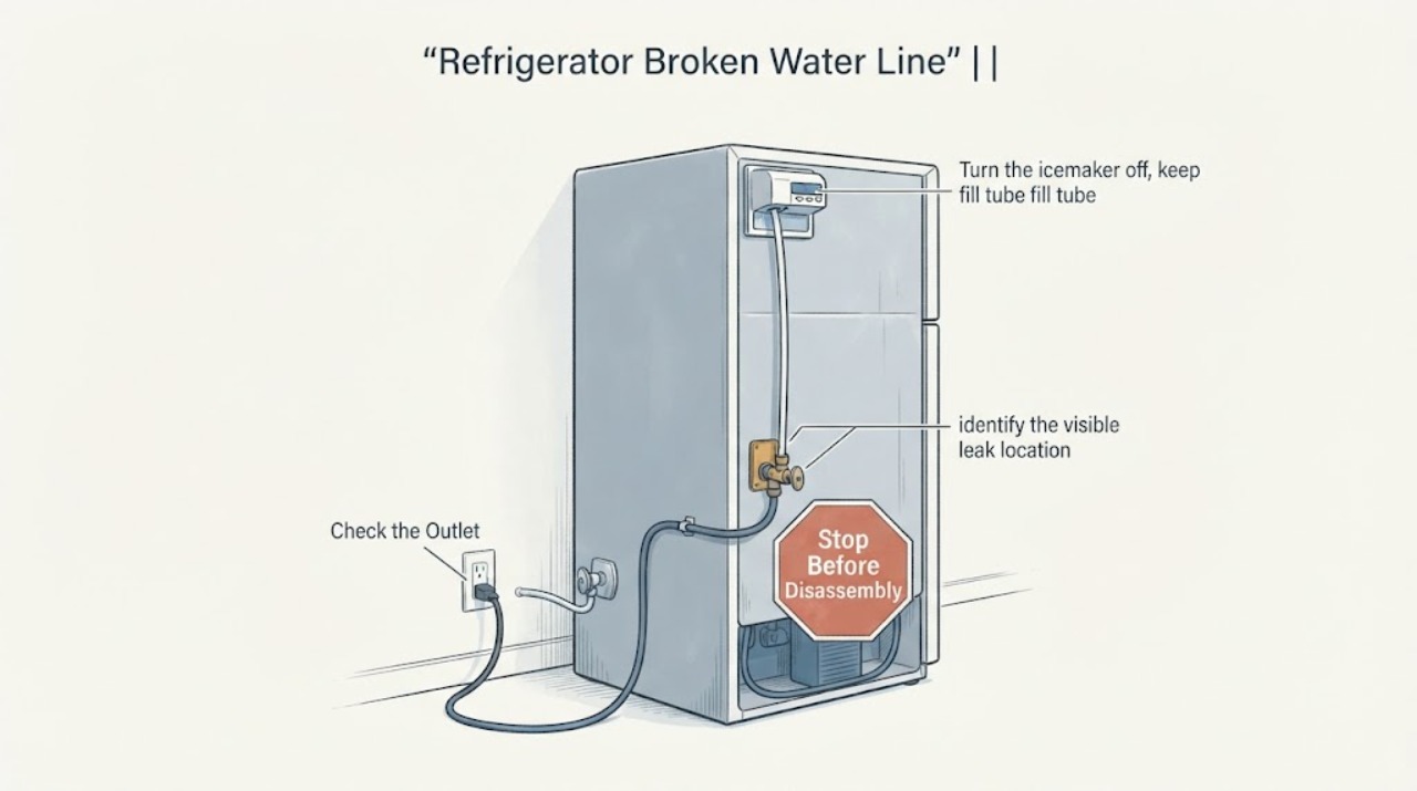 Refrigerator Broken Water Line |