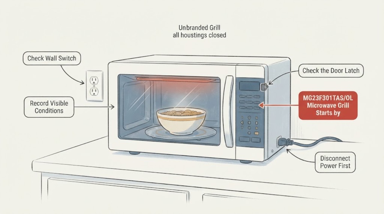 MG23F301TAS/OL Microwave Grill Starts by