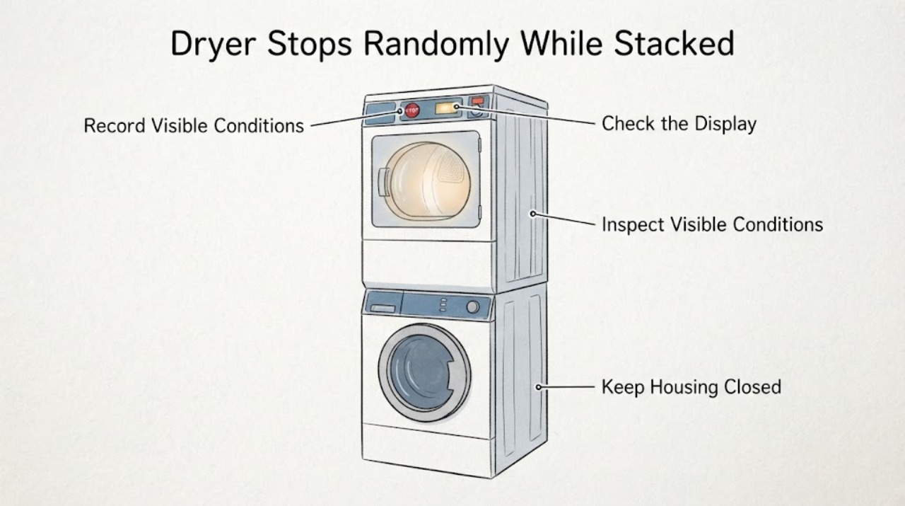 Dryer Stops Randomly While Stacked
