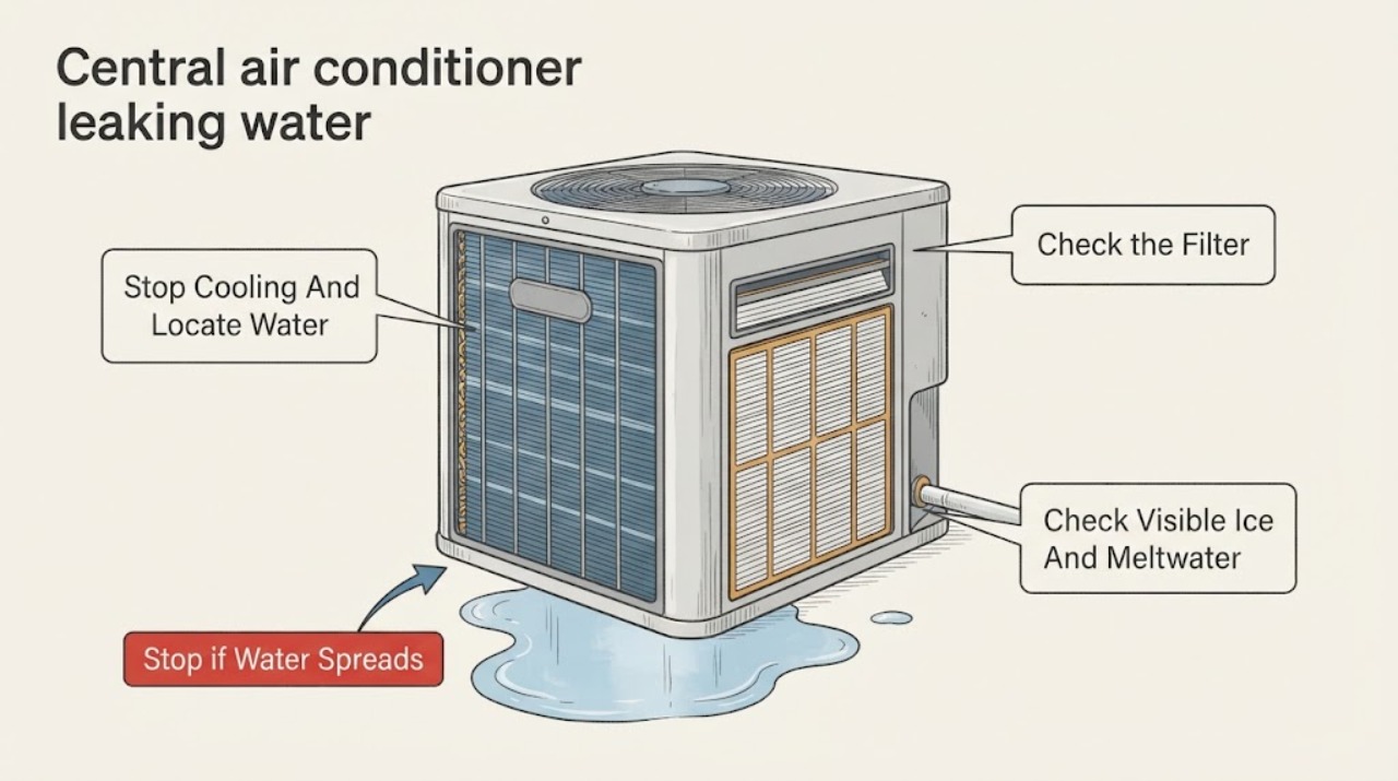 Central air conditioner leaking water