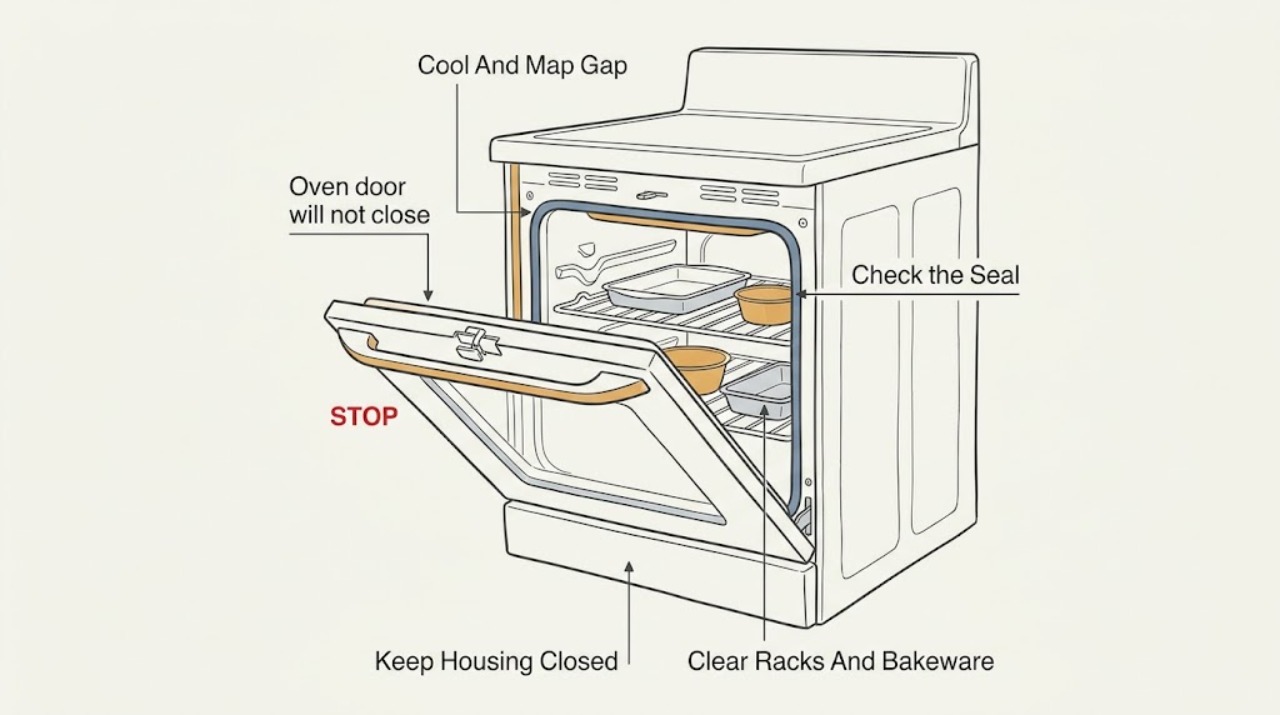 Oven door will not close