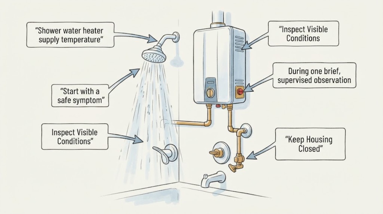 Shower water heater supply temperature