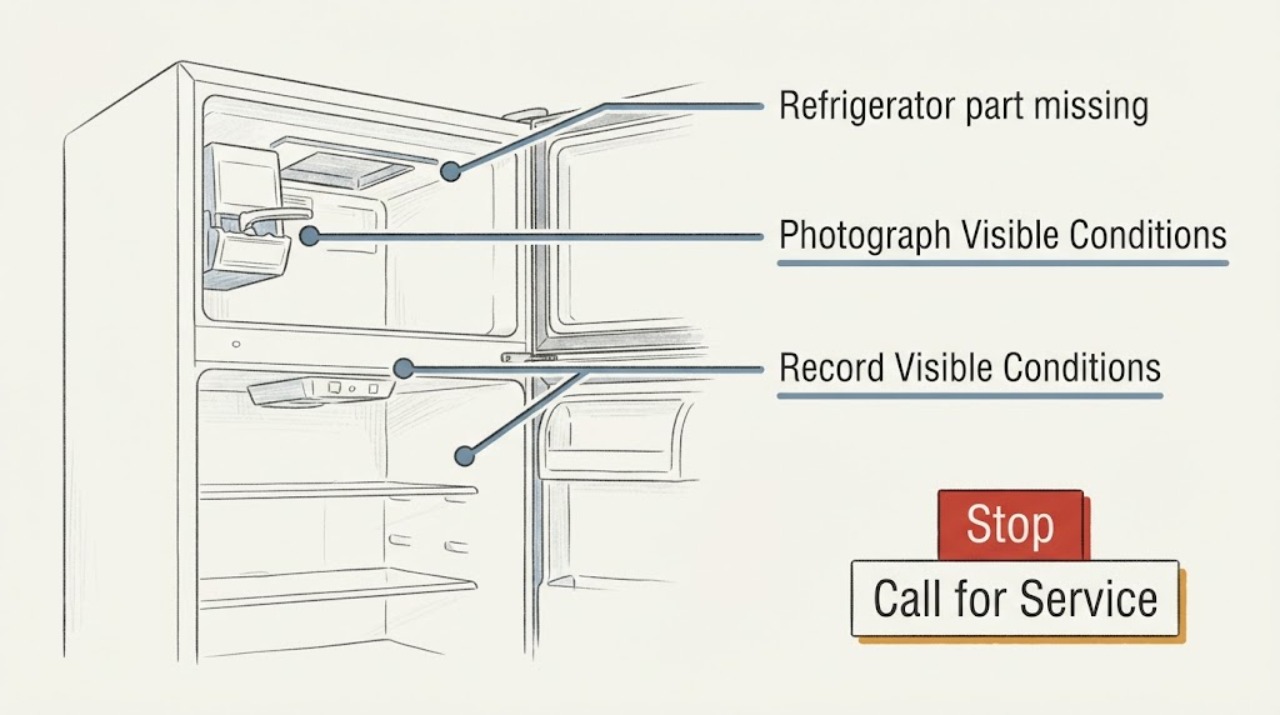 Refrigerator part missing