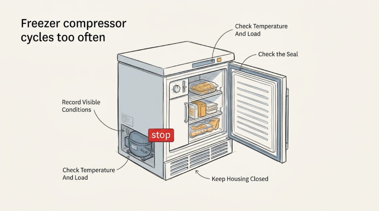 Freezer compressor cycles too often