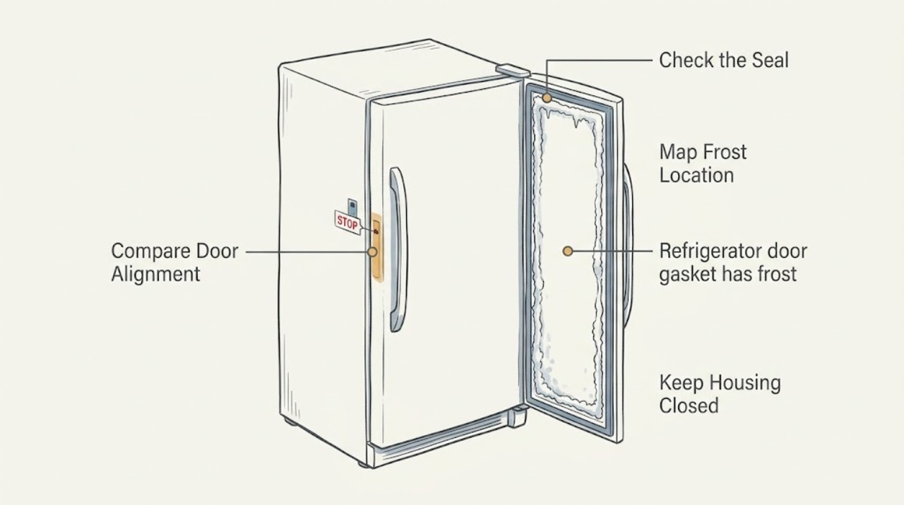 Refrigerator door gasket has frost