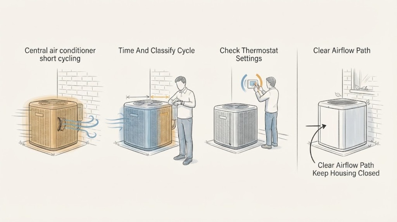 Central air conditioner short cycling