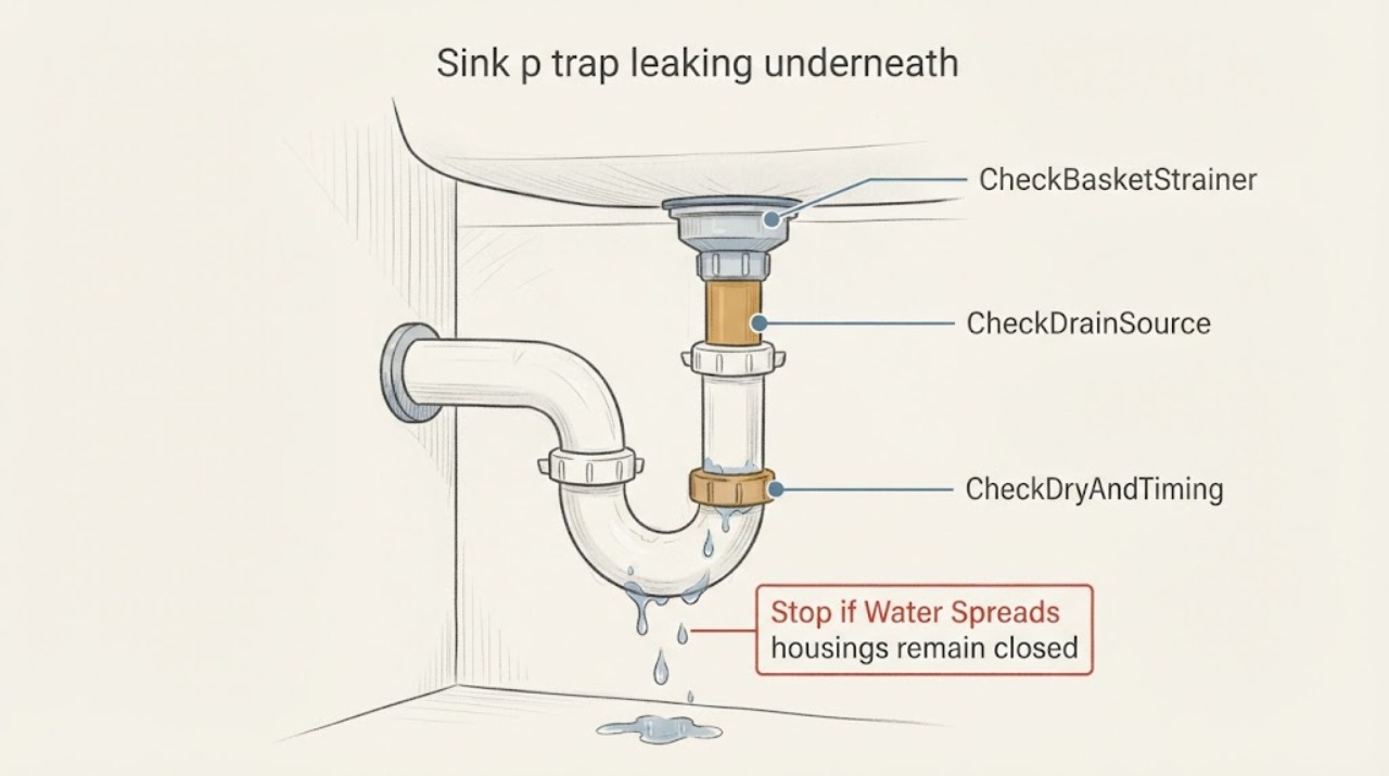 Sink p trap leaking underneath
