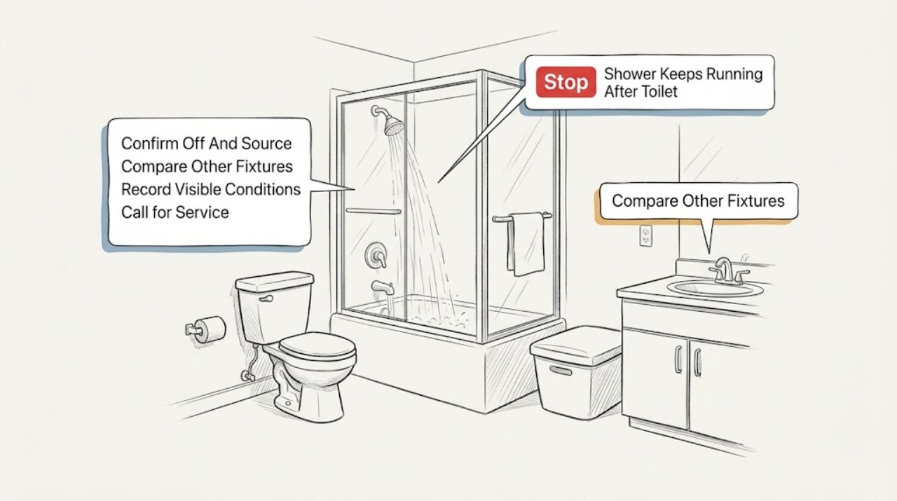 Shower Keeps Running After Toilet