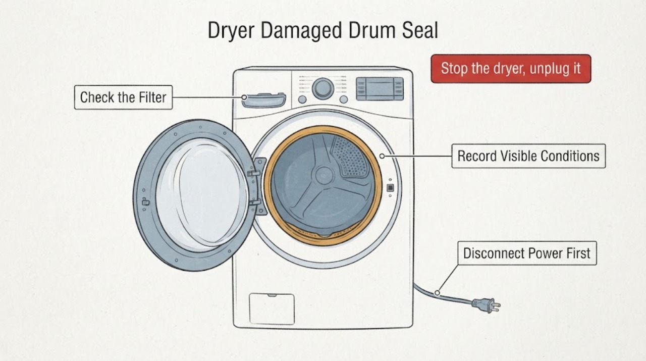 Dryer Damaged Drum Seal