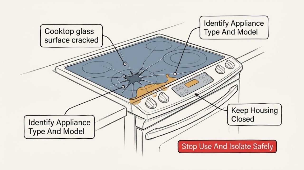 Cooktop glass surface cracked