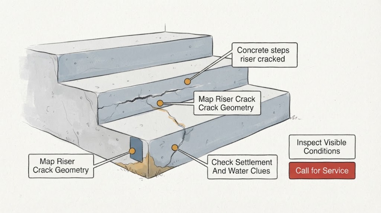 Concrete steps riser cracked
