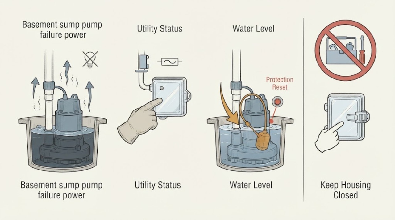 Basement sump pump failure power