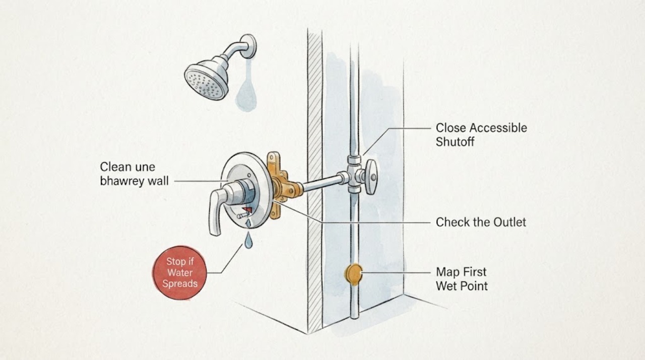 Shower leaking with an accessible