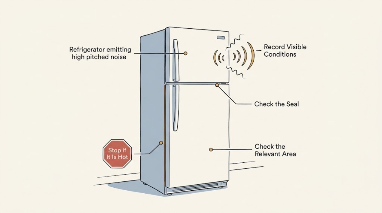 Refrigerator emitting high pitched noise