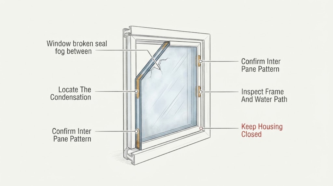 Window broken seal fog between