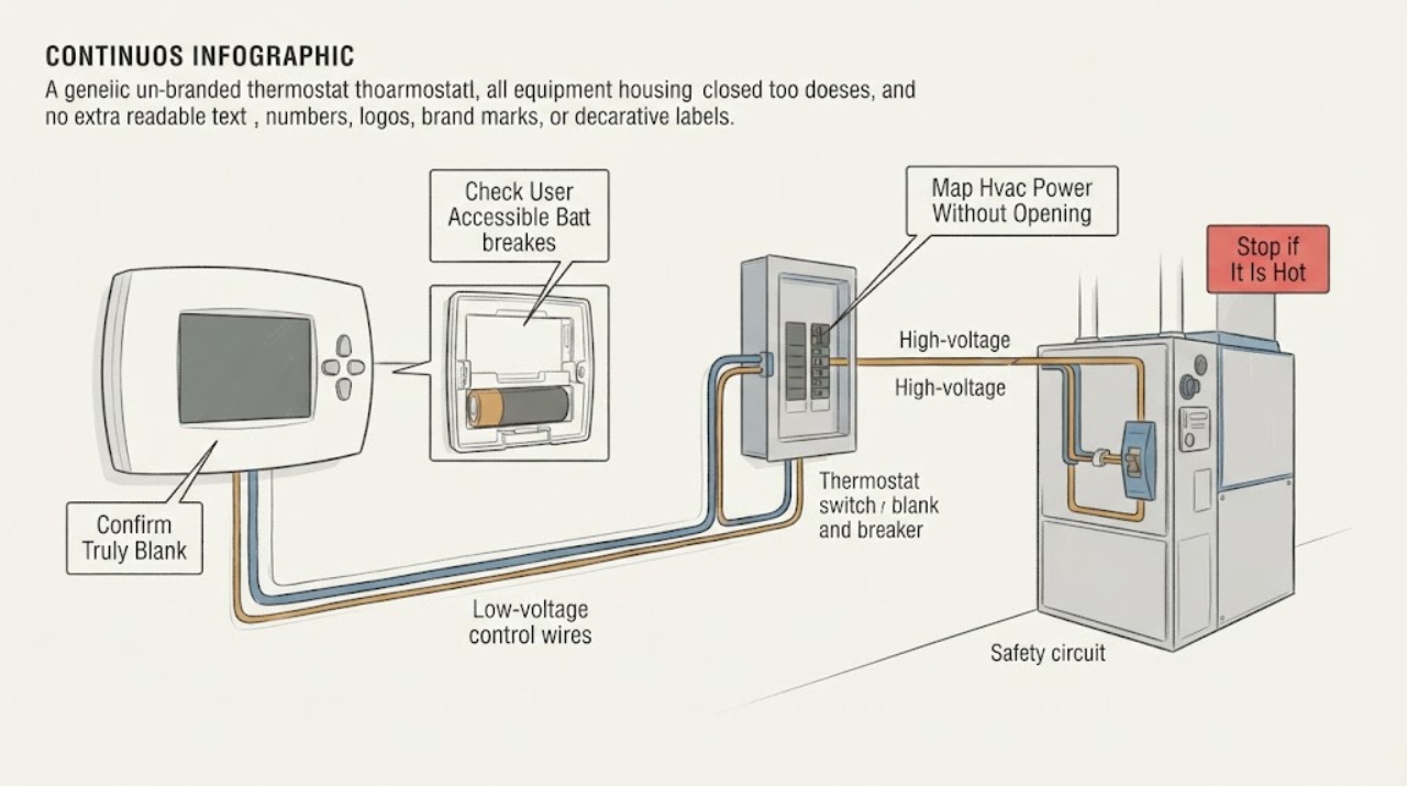 Thermostat display blank and breaker