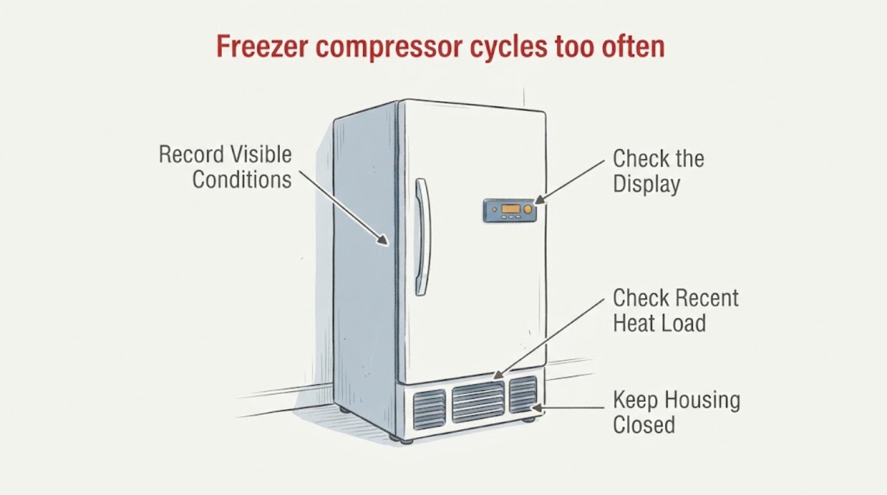 Freezer compressor cycles too often