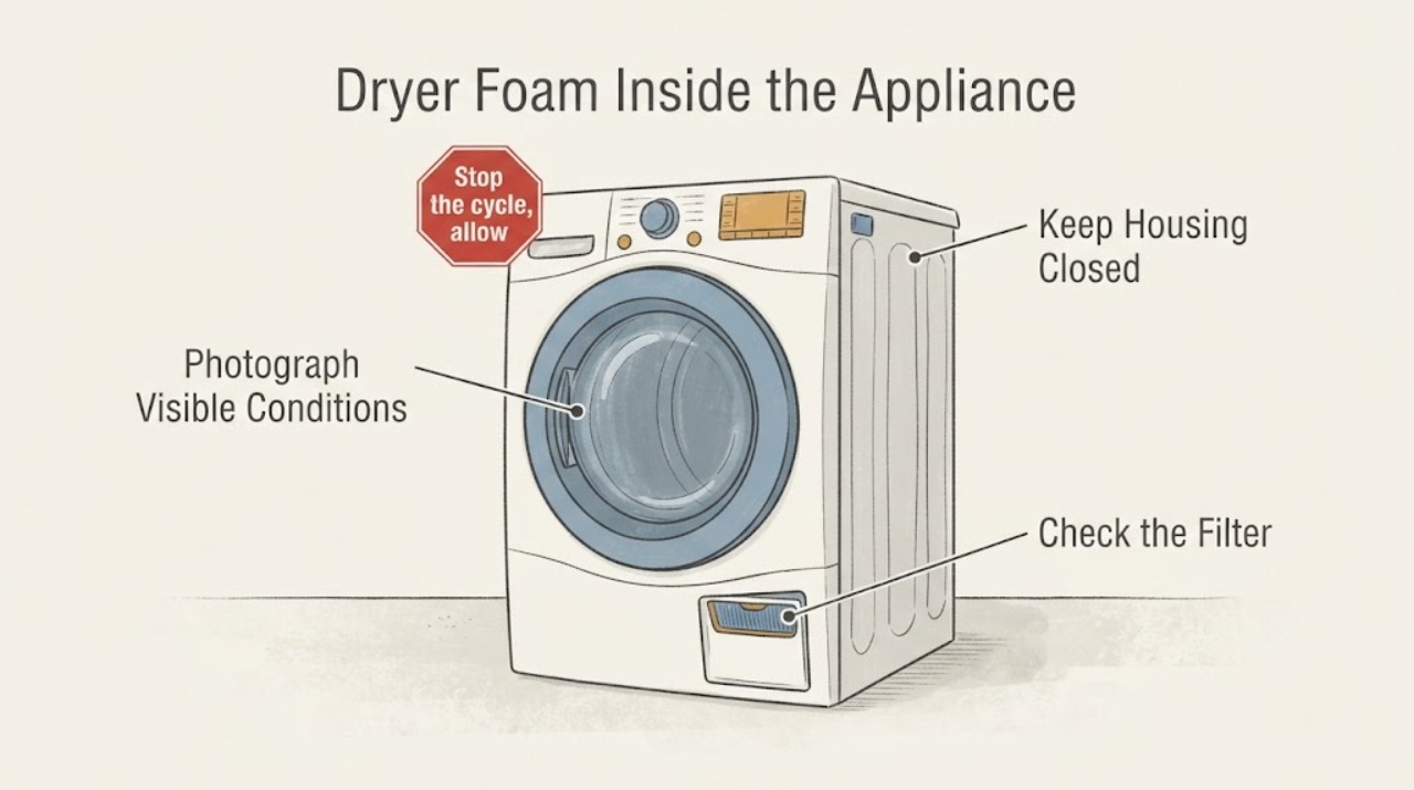 Dryer Foam Inside the Appliance