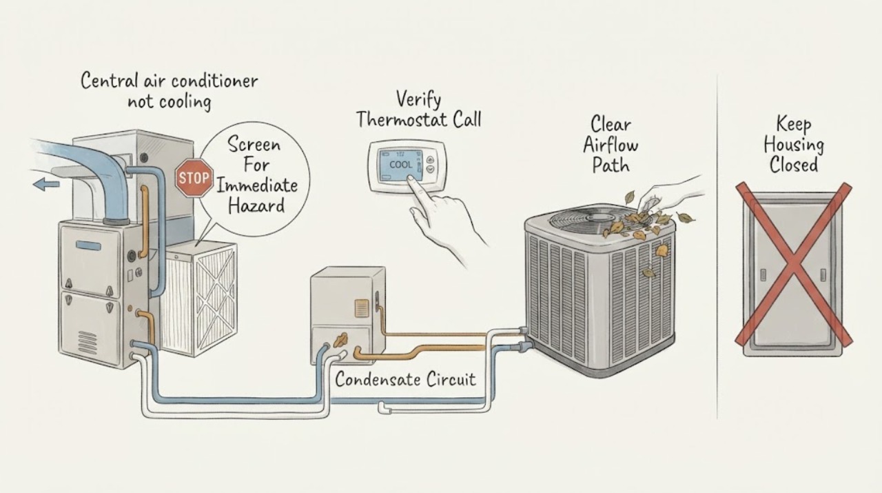 Central air conditioner not cooling