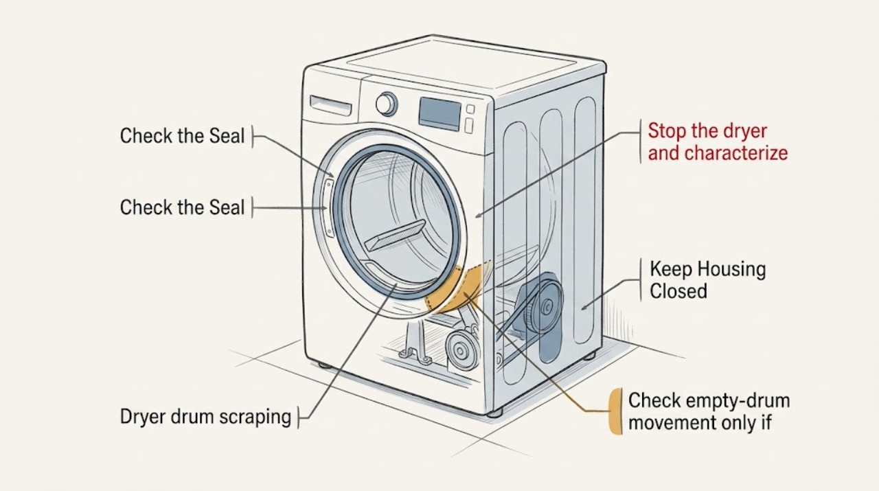 Dryer drum scraping