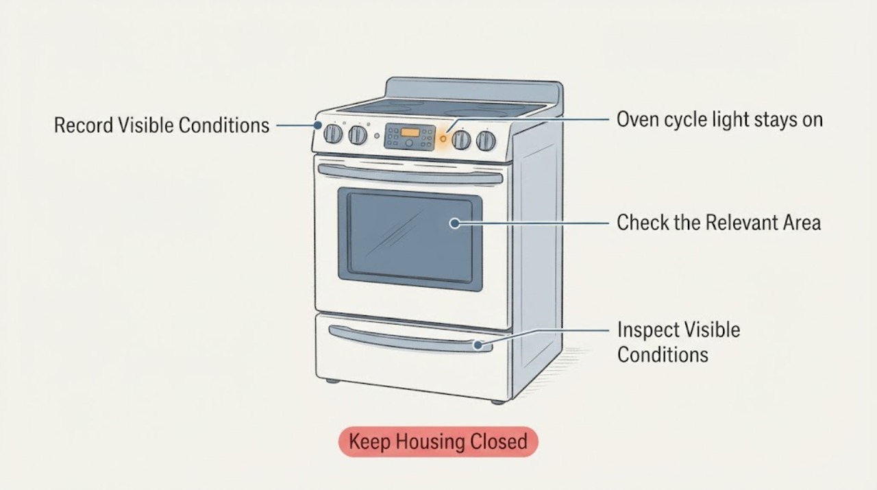 Oven cycle light stays on