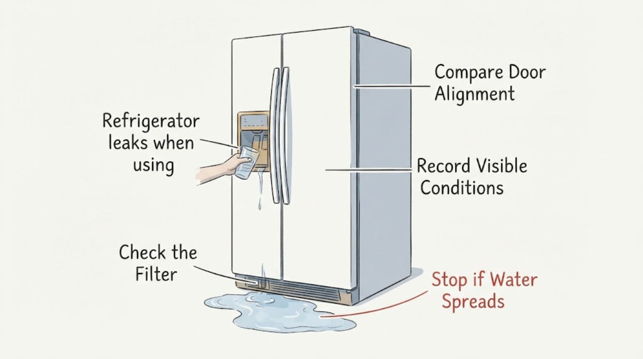 Refrigerator leaks when using