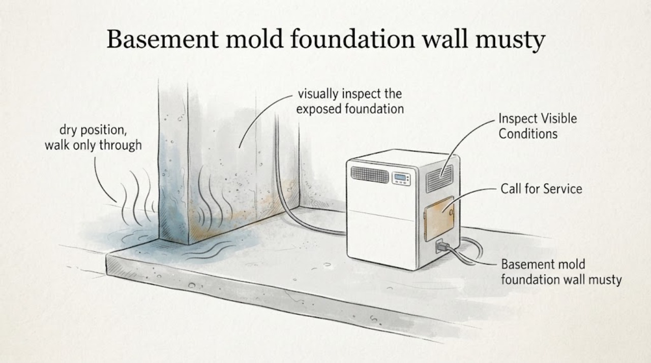 Basement mold foundation wall musty