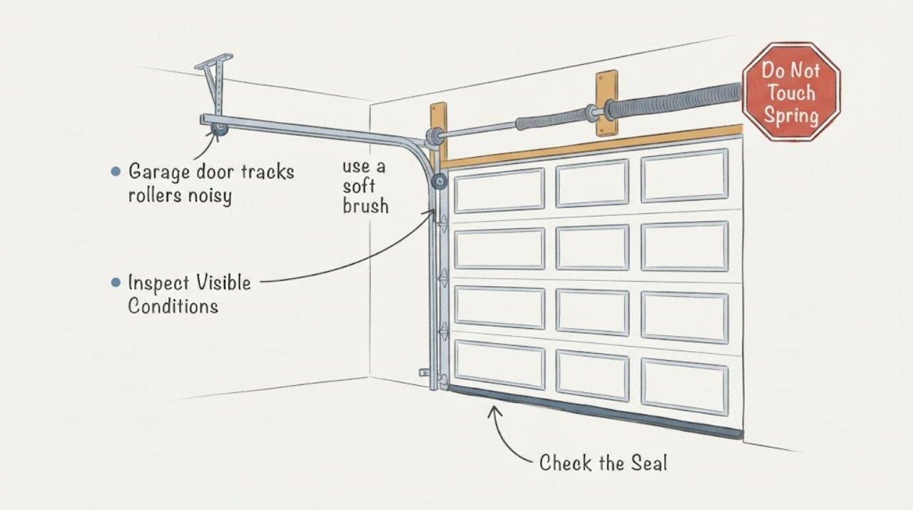 Garage door tracks rollers noisy