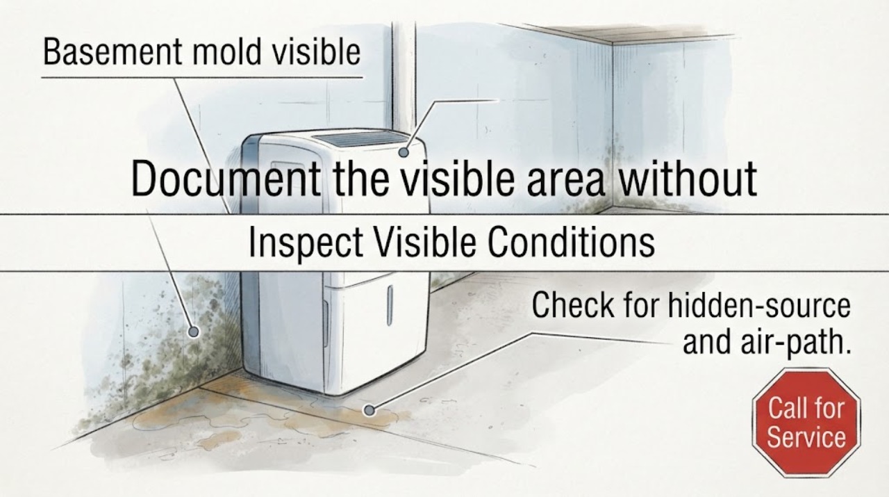 Basement mold visible