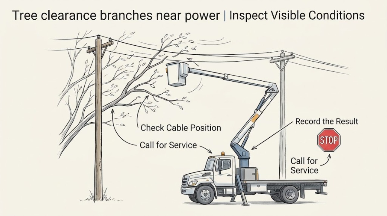 Tree clearance branches near power