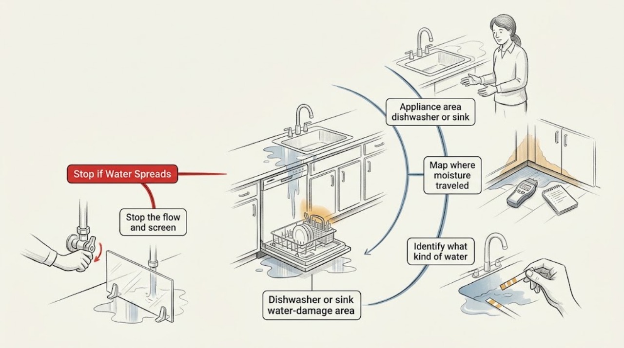 Appliance area dishwasher or sink
