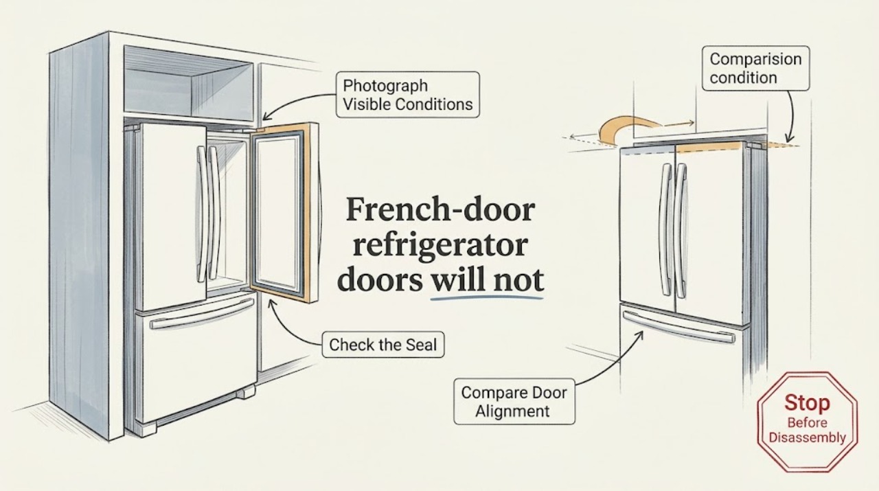 French-door refrigerator doors will not