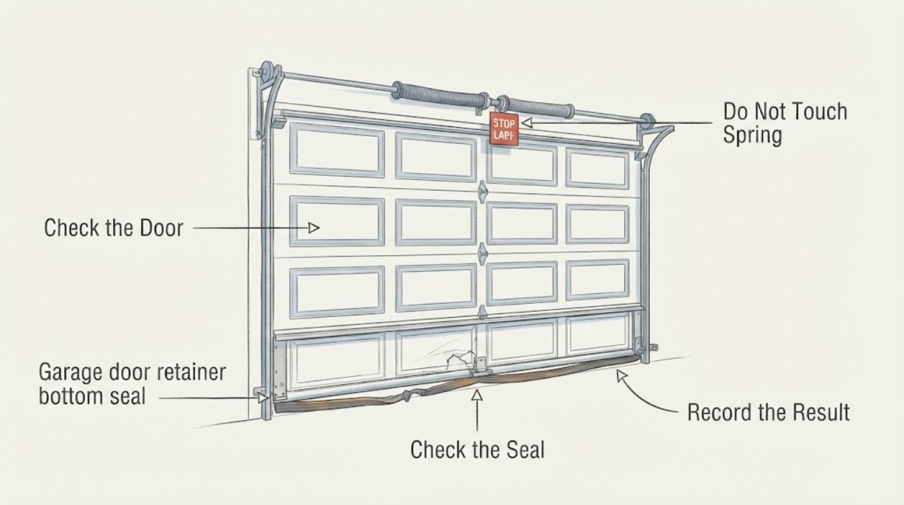 Garage door retainer bottom seal