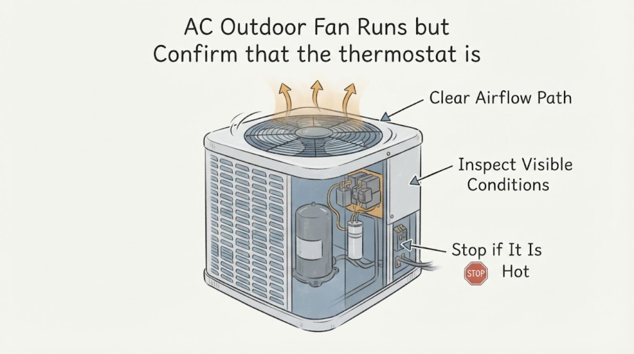 AC Outdoor Fan Runs but