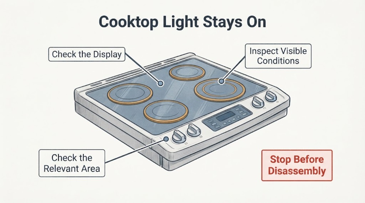 Cooktop Light Stays On