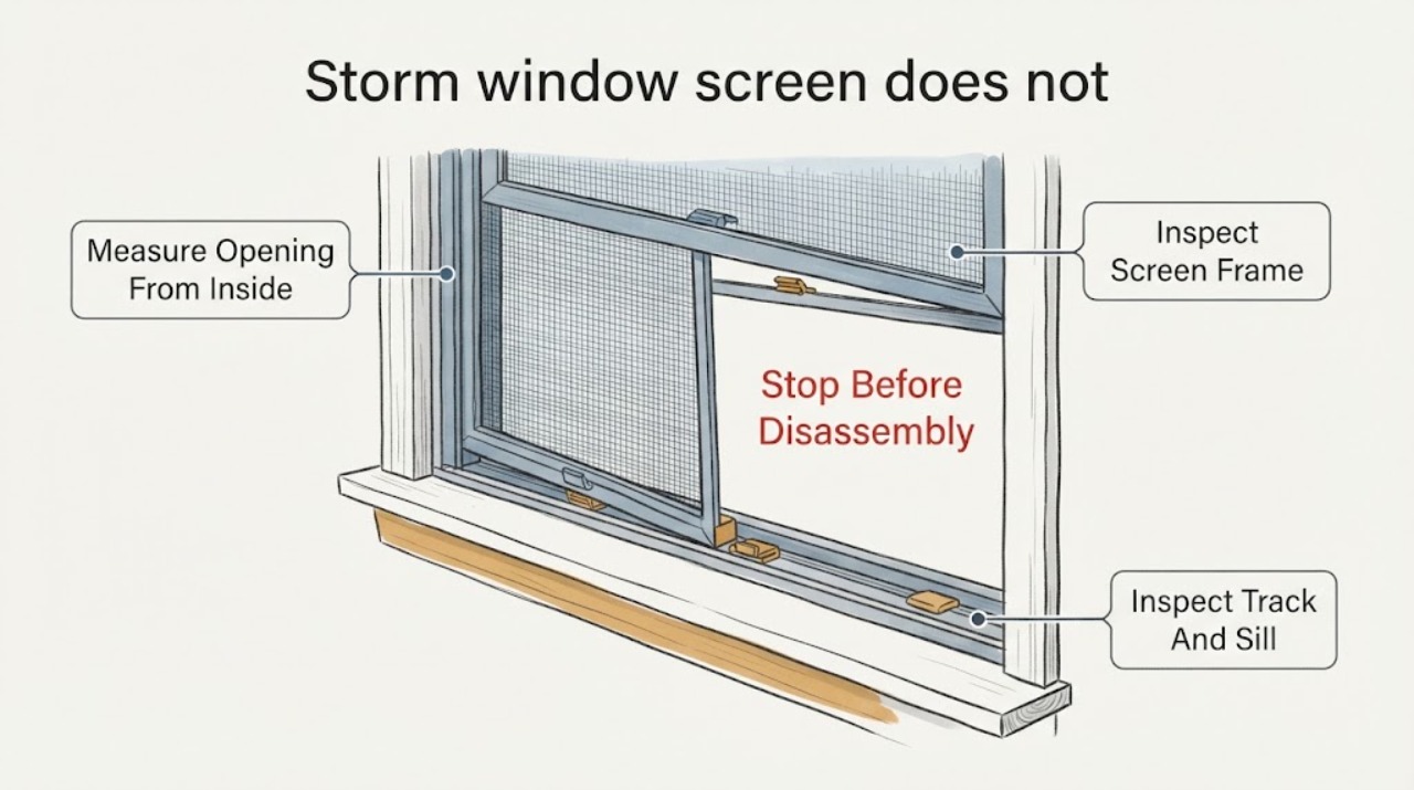 Storm window screen does not