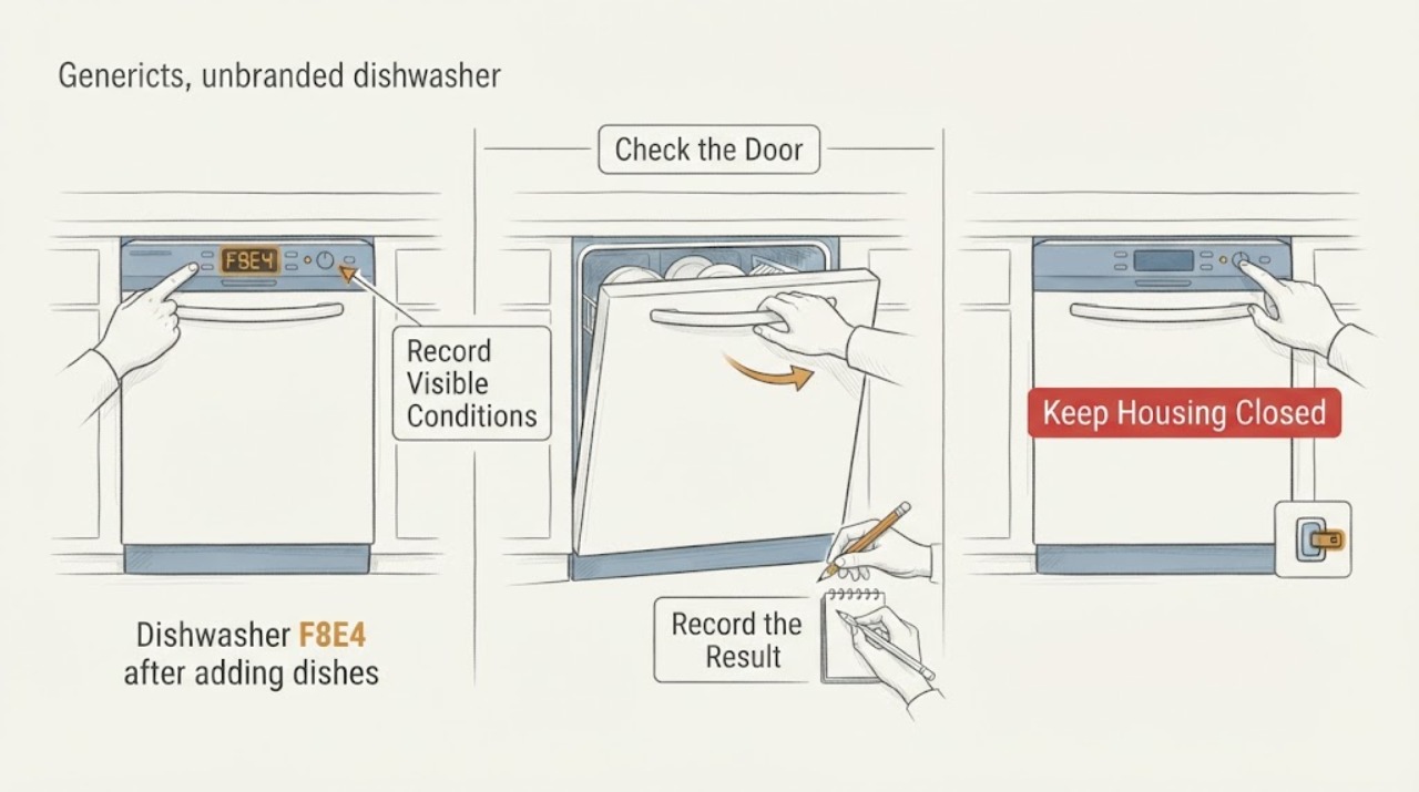 Dishwasher F8E4 after adding dishes