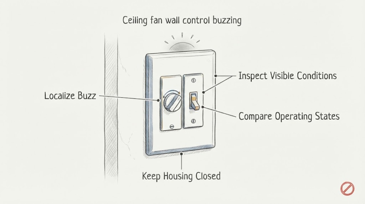 Ceiling fan wall control buzzing