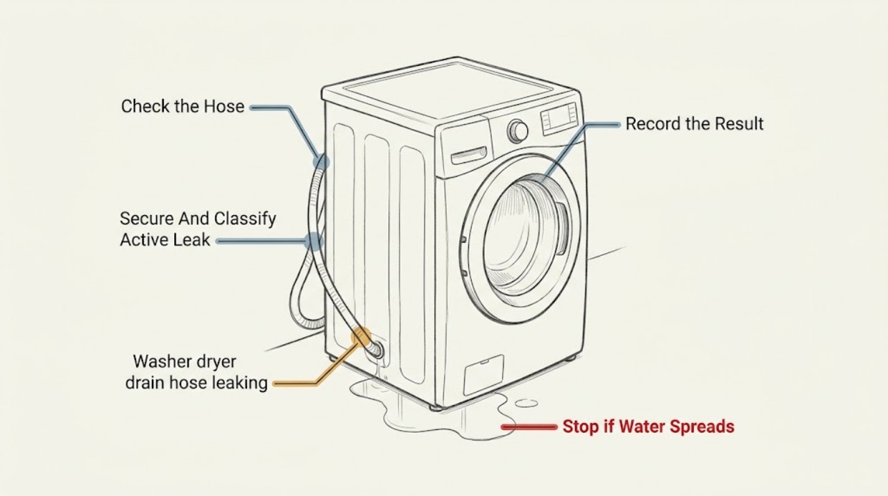 Washer dryer drain hose leaking