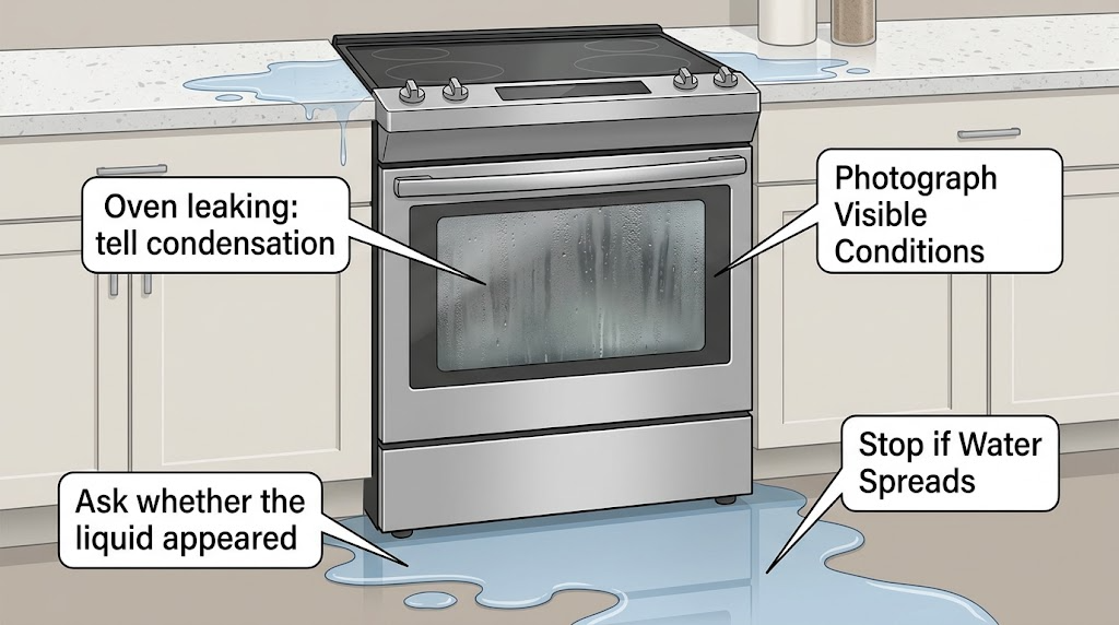 Oven leaking: tell condensation